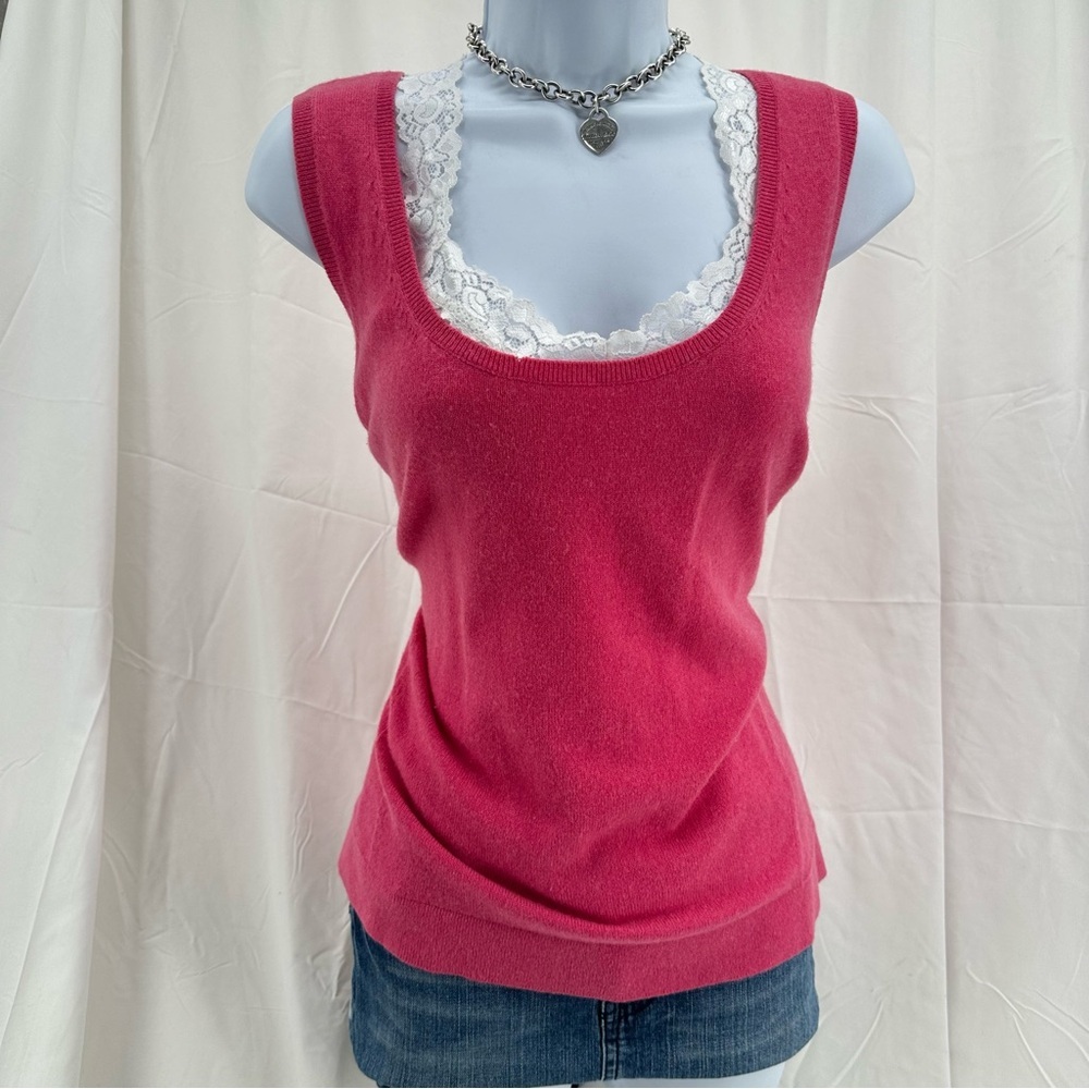 Vintage Y2K Pink Cashmere Kinross Cashmere Knit Tank Top